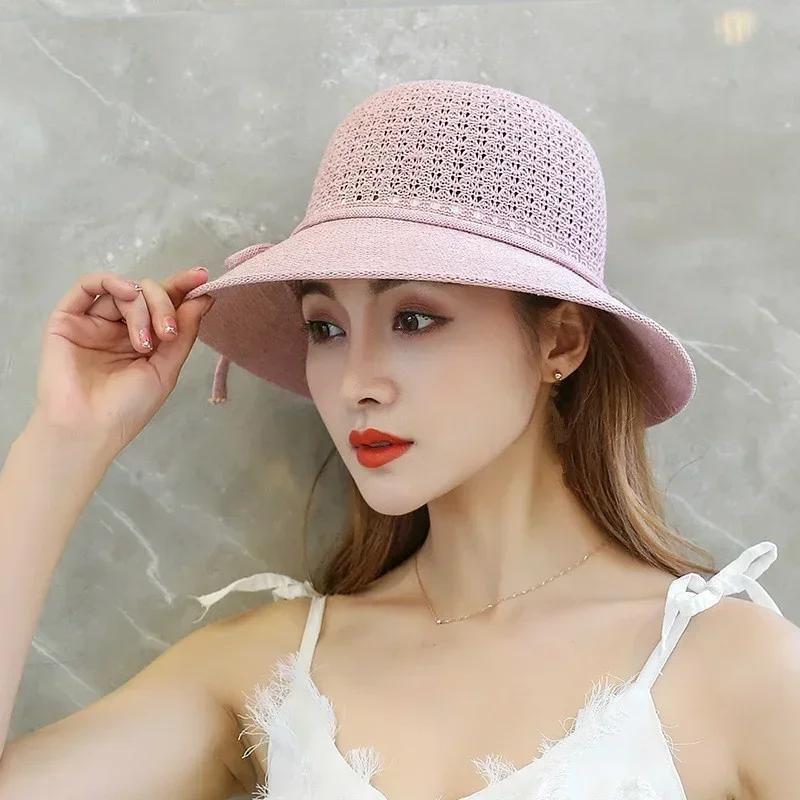 Hats for Women Summer Braided Beach Sun Hat Solid Color Sunshade Lady Visor 6cm Brim Sunhat Travel Vacation Accessories