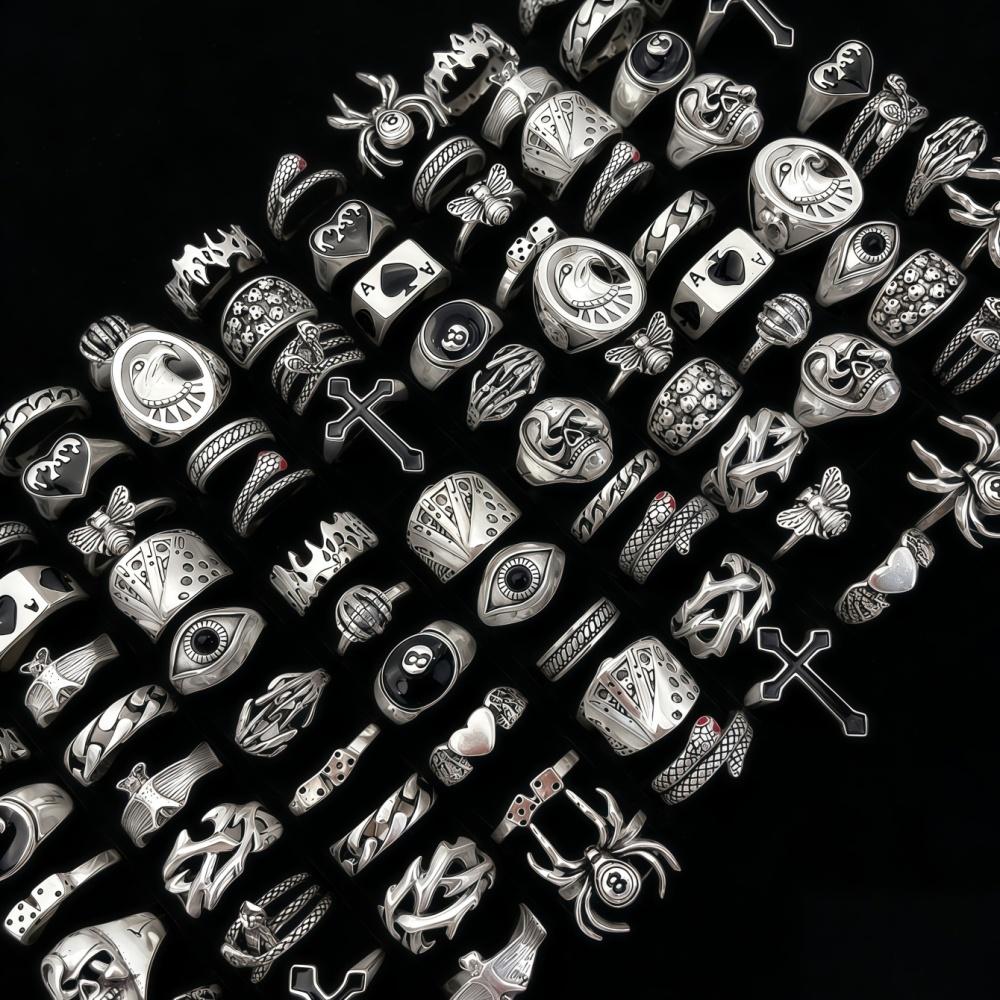 20/30/50/100 Stuks Vintage Punk Schedel Oog Ringen Set Voor Vrouwen Mannen Mix Stijl Hip Hop Vinger Ring Sieraden Feest Cadeau