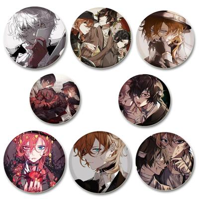 32/44/58 χιλιοστά Bungo Stray Dogs Καρφίτσα Στρογγυλή καρτούν χειροποίητες καρφίτσες για αξεσουάρ ρούχων για σακίδιο πλάτης Διακοσμητικό σήμα συλλογής Anime