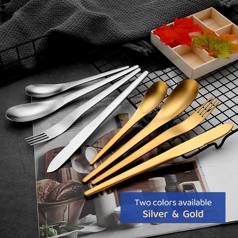4PCS Cutlery Flatware Set High Quality Gold Dinnerware Set Knife Fork Spoon Set Stainless Steel Kitchen Tableware Set