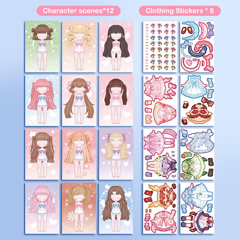 Princess Dress Up Sticker Book Diy Girly Wardrobe Sticker Sheets For Girls Party Favor Gifts Handbooks Waterproof Stickers