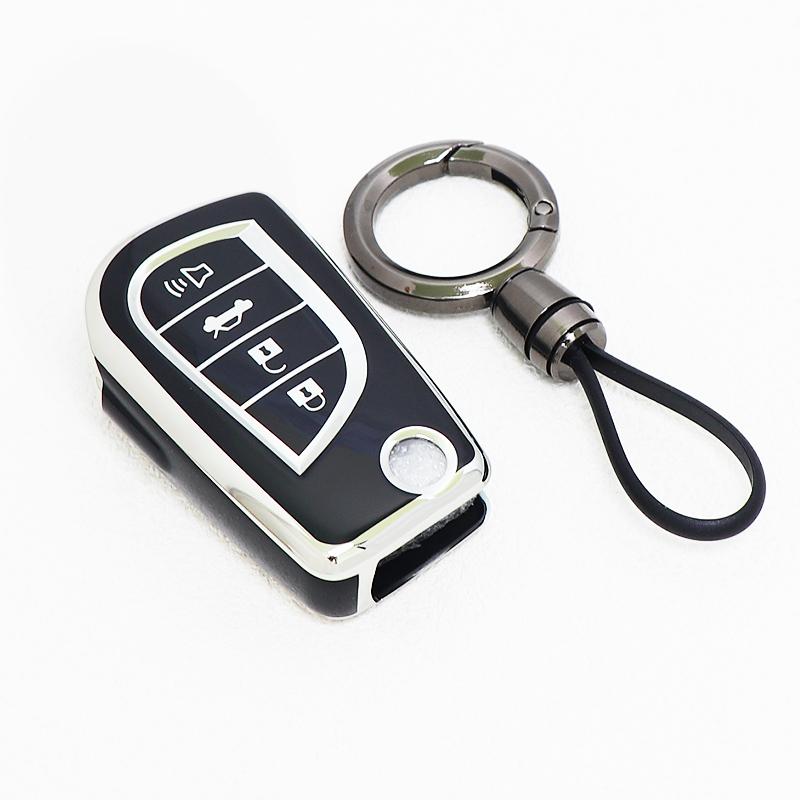 Auto Shell Holder Protector Fob For Toyota Highlander Camry RAV4 Aygo Yaris Keychain 4 Button Soft TPU Car Flip Key Cover Case