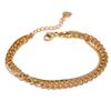 Yhpup Stainless Steel Double Layered Chain Bangle Bracelet Trendy Golden Stylish Unique Design Jewelry Female Party Men Gift