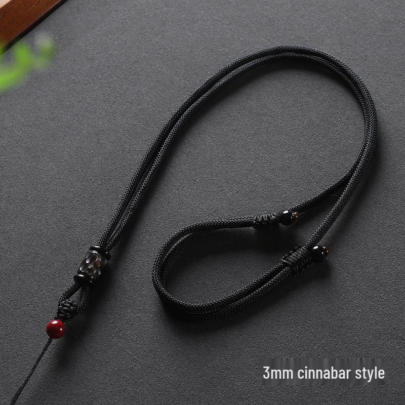 Hand-Woven Black Jadeite Gold Pendant Rope for Men & Women