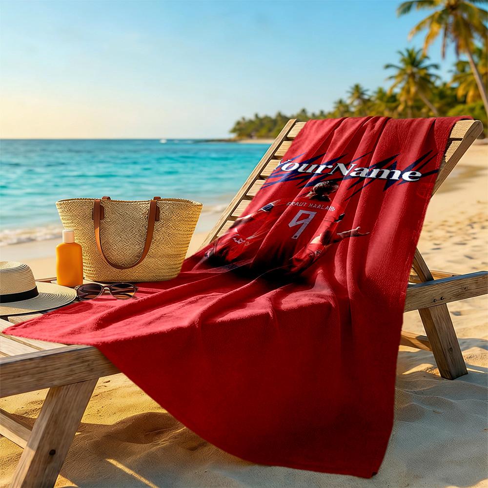 Haaland Customized Name Beach Towel Quick-Dry Soft Microfiber Perfect for Traveling Yoga Camping and Swimming