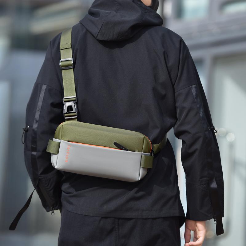 Men's Trendy Patchwork Chest Bag: Fashionable Crossbody for Commuting & Travel