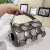 2026 Trendy Rhinestone Cylinder Bucket Bag Large Capacity Zipper Top Shoulder Crossbody PU Leather