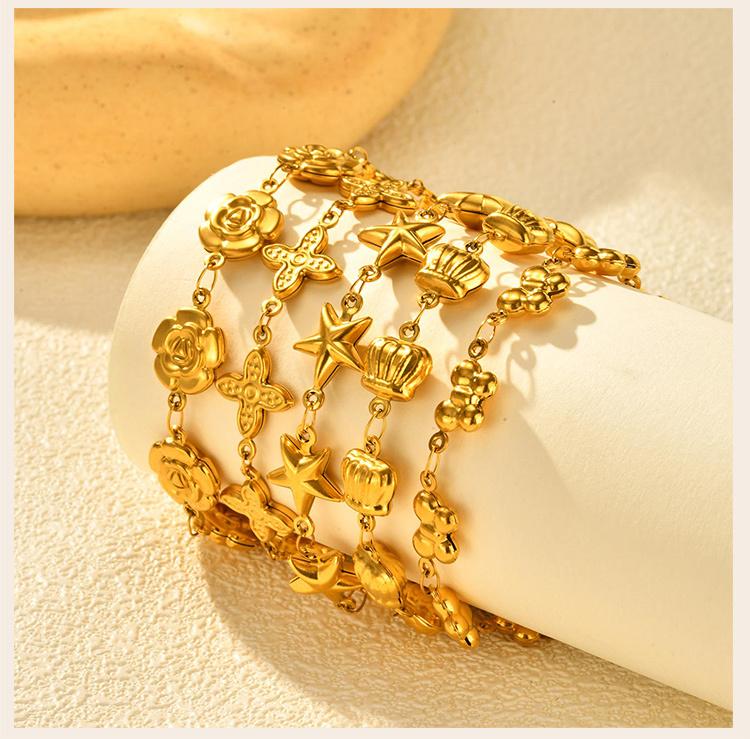 Chunky Stainless Steel Chain Bracelet for Women, Waterproof Lightweight Flower Butterfly Link , Statement Jewelry 2025