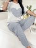 Four Season Style Love European and American Soft and Skin Friendly Comfortable Home Clothes, Long and Short Two-piece Set Pajamas