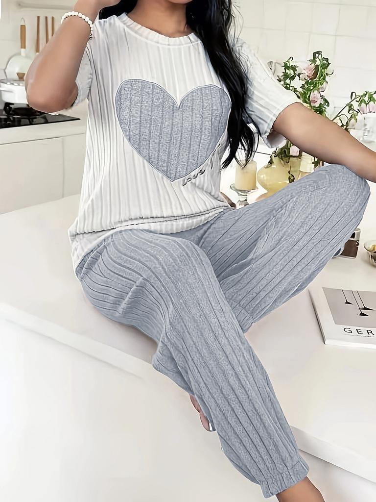Four Season Style Love European and American Soft and Skin Friendly Comfortable Home Clothes, Long and Short Two-piece Set Pajamas