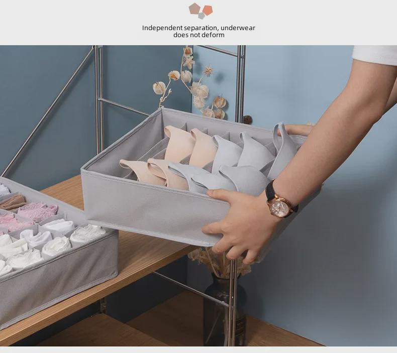 Morandi Fabric Underwear Storage Box - 3-in-1 Organizer for Bras, Socks, and More