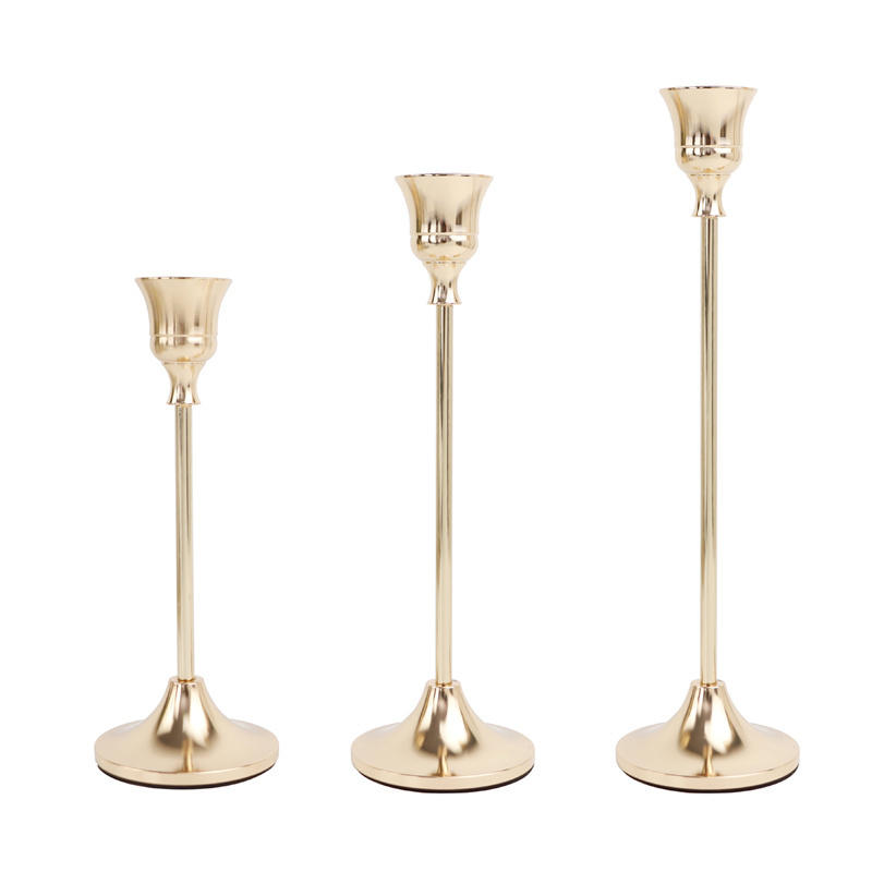 1/3PCS Brass Gold Metal Taper Candle Holders Vintage Decorative Centerpiece Candlestick Holders for Table Mantel Wedding Gift