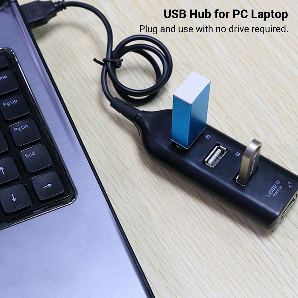 4 Ports USB Hub 44cm Tragbarer USB 2.0 1.1 Splitter Unterstützt Aufladen 480Mbps Hohe Geschwindigkeits-Datenübertragungsrate für PC