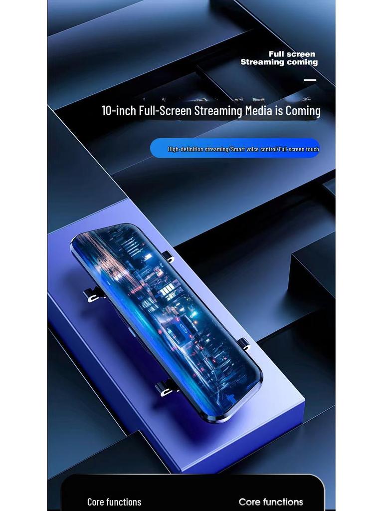 10-Inch HD Rearview Mirror: WiFi Dash Cam with Voice Control & Streaming Backup Camera