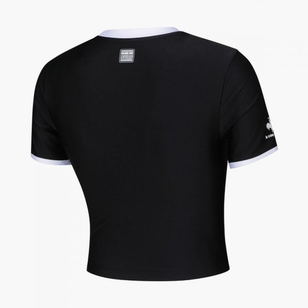 Le Coq Sportif Short sLeeve Crop Rash Guard Blk   Qp222srs52