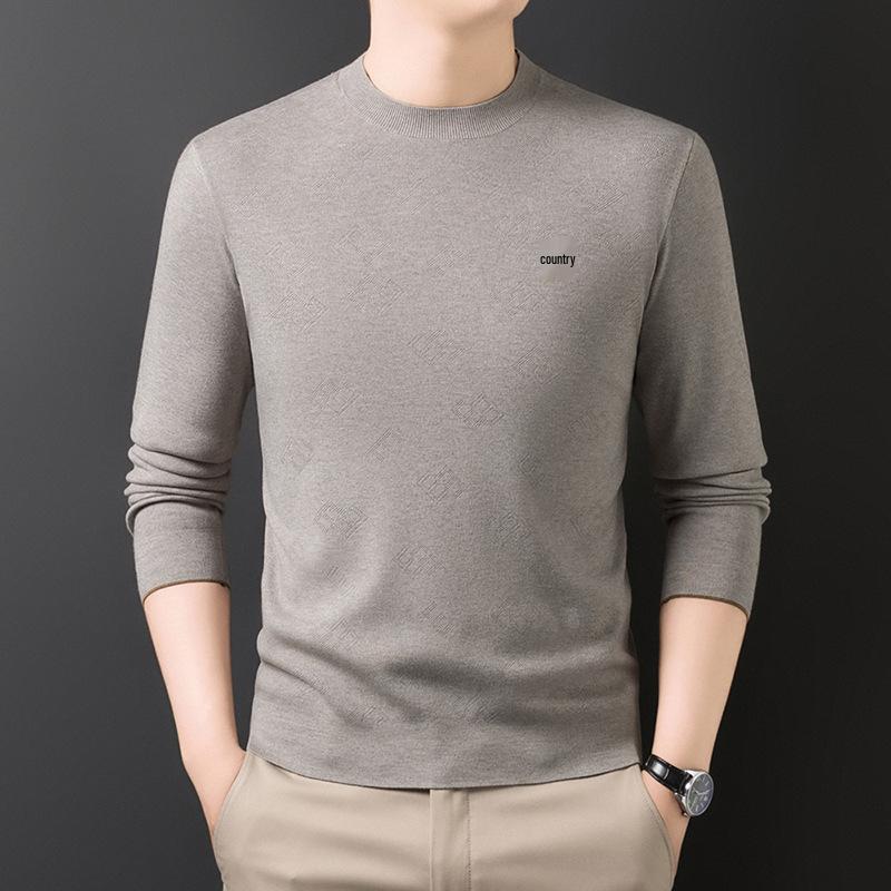 

2025 Men s Fashion High-End Jacquard Knit Sweater – Skin-Friendly & Warm Autumn/Winter Base Shirt 3XL