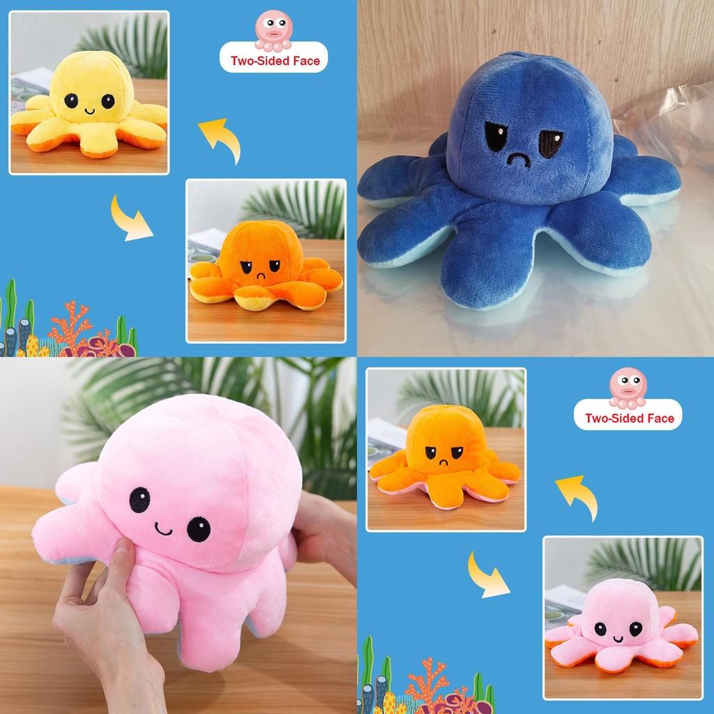 Adorable Double-sided Flip Reversible Octopus Plush Toy In Soft And Lifelike Style