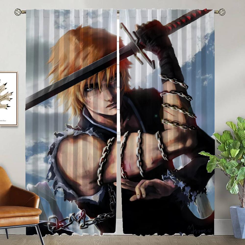 Curtains for Living Room Curtain BLEACH Halloween Decoration Shades Tulle for Bedroom Partition Home Interior Curtains 2 Pieces