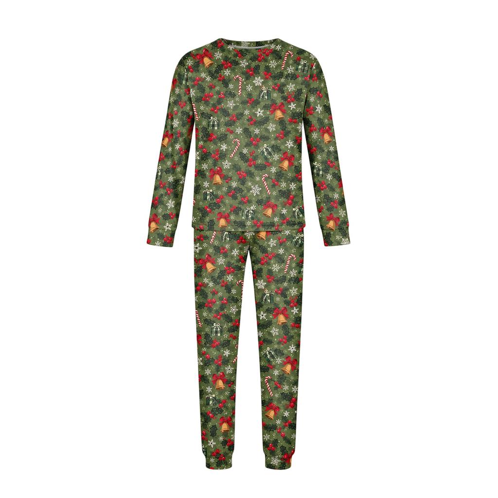 Parent-Child Matching Christmas Print Loungewear Set, Comfortable Long Sleeve Top and Pants for Holiday Home Wear