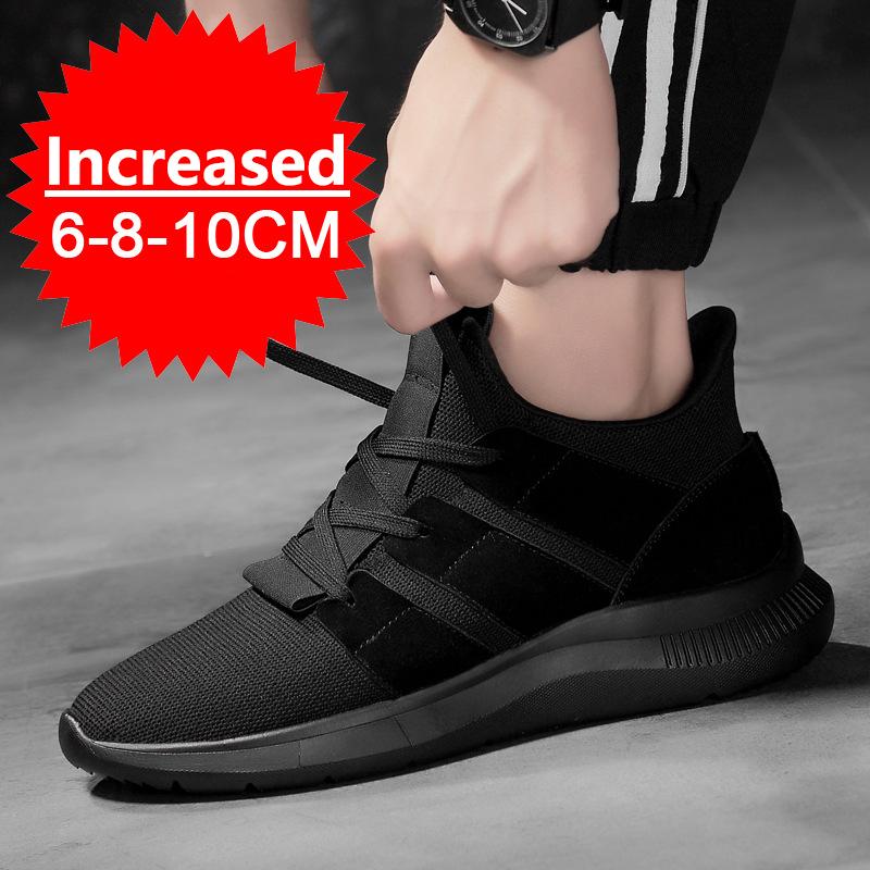 Fashion Men's Elevator Shoes Height Increase Sneakers Shoes for Men 10cm Sports Casual Shoes Invisible Inner Heightening 8cm Black Shoes