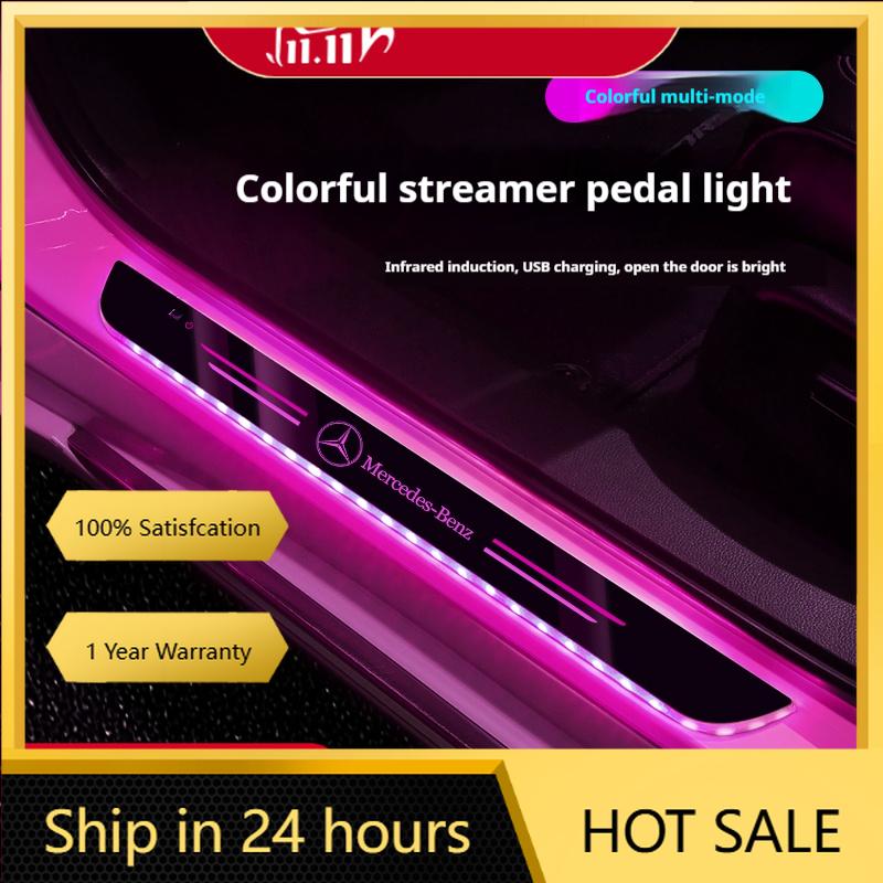C200 E200 For Mercedes Benz Car LED Wireless Welcome Pedal Light Door Sill Light For Mercedes-Benz AMG A C E V Class Sprinter GL