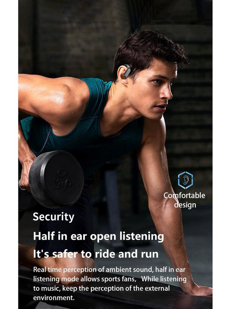 A520 Wireless Bluetooth Sports Ear-Hook Headset: Ultra-Long Battery, Waterproof, Stereo, Open Design.
