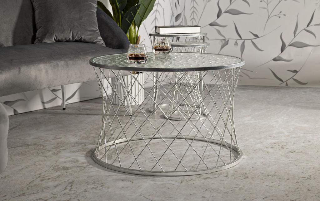 Tisch Noah Silber Set 4 Stk. Cm Ø 70X45-47X54,5-36X50-28X45