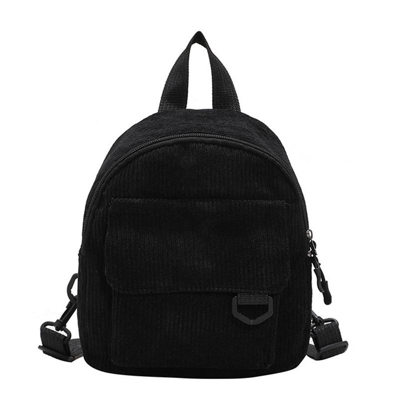 Women Fashion Travel Small Casual Daypacks Lightweight Simple Corduroy Double Shoulder Bag School Backpacks