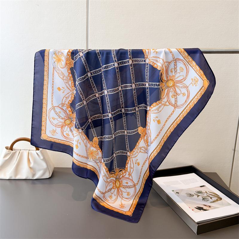 Luxury Design Print Silk Head Scarf For Women Square Hijab Soft Neck Tie Female Fashion Decorate Silk Headscarf Kerchief