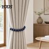 Decorative Curtain Clips 2Pcs Wood Bead Tiebacks, Holdbacks for Thin or Thick Window Draperies, Wall Damage Free Tiebacks Boho Farmhouse Tie