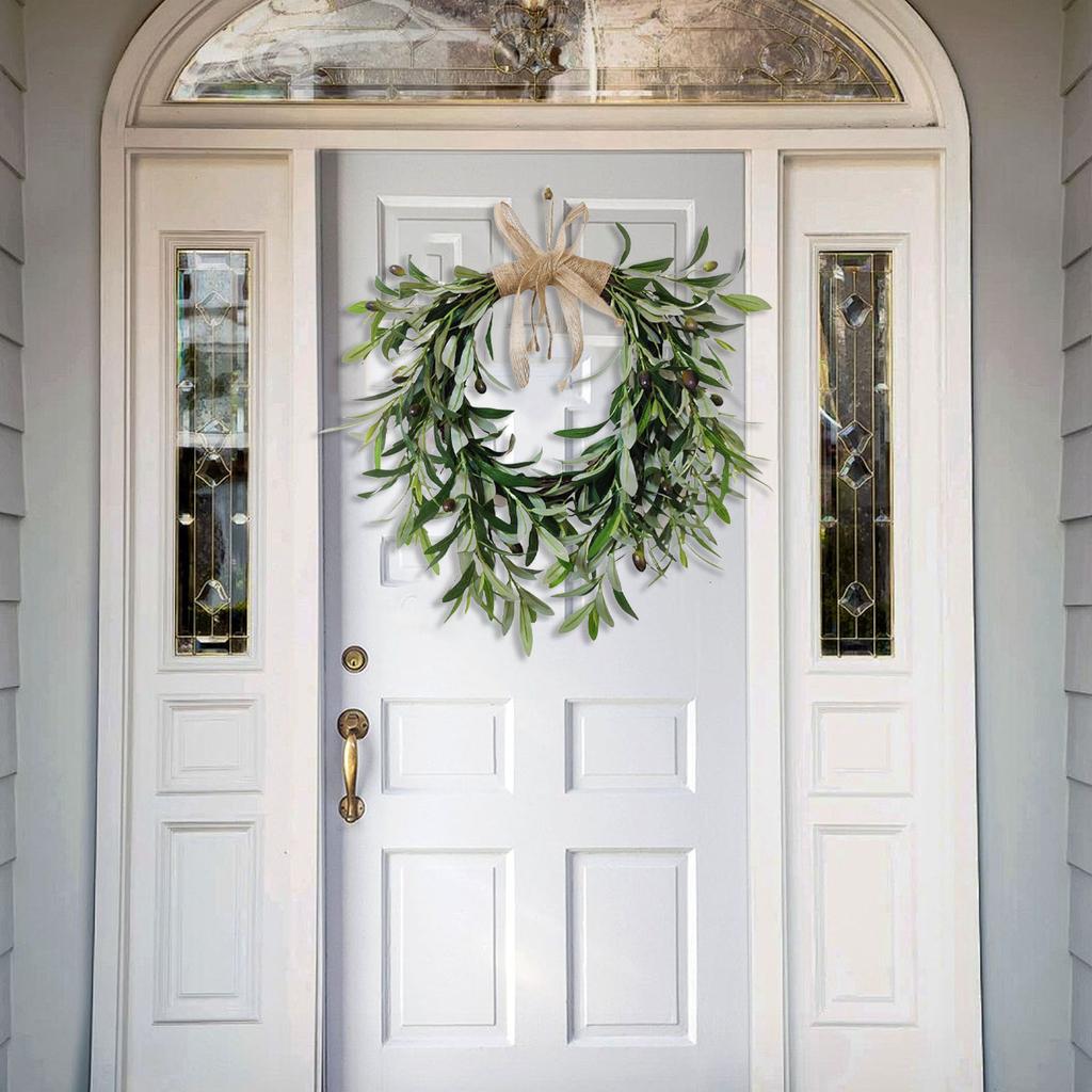 3d Spring And Summer Simulation Wreath Olive Branch Simple Front Door Door Hanging Wall Hanging Home Bows DecoracióN Hogar