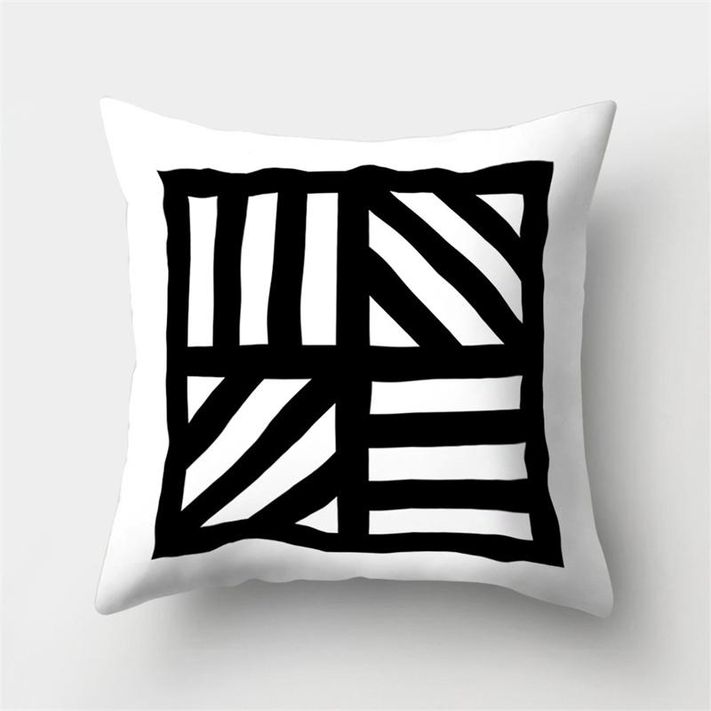 Simple Black and White Geometric Art Pattern Cushion Cover Home Living Room Sofa Decoration Square Pillow Pillow Cover