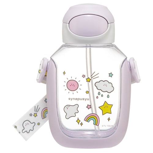 Skater PDSH6DX-A 530ml Children's Water Bottle with Straw, One-Push Operation