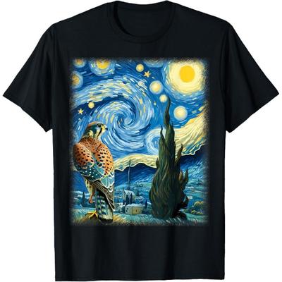 Falcon Star Gazer Artistic Van Gogh Starry Night Falcon T-Shirt