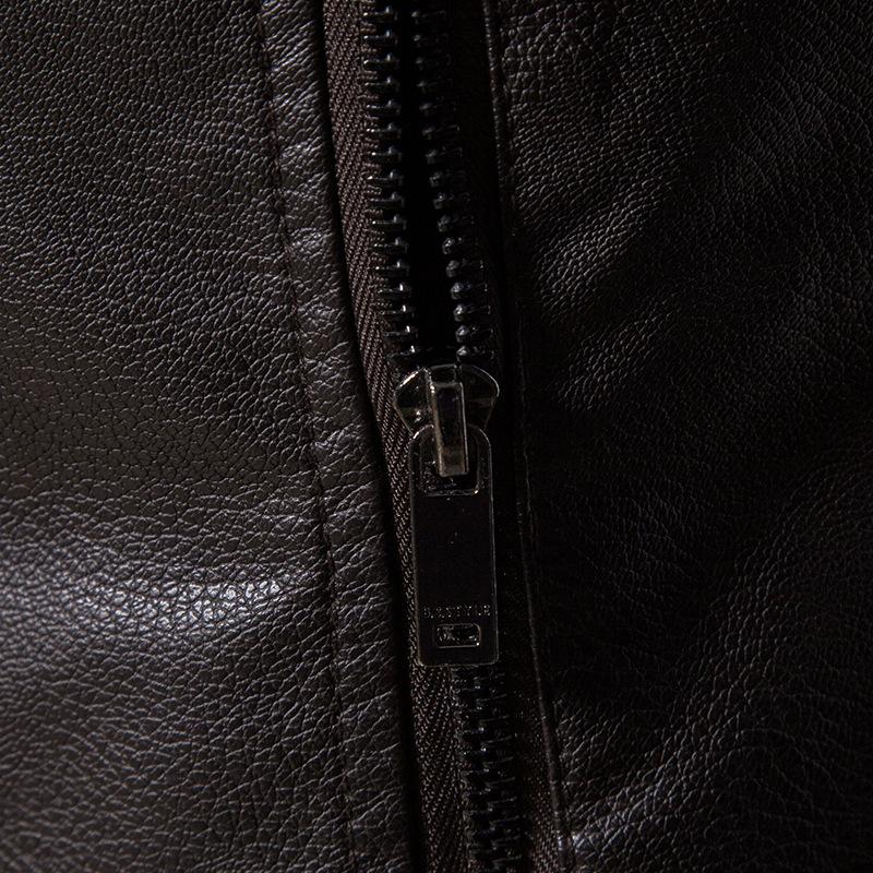 Men's Winter Lapel Leather-Fur PU Jacket - Velvet Lined Business Style
