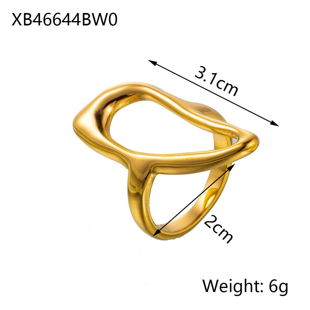 CARLIDANA Fenny 18K Gold Plated Irrgular Non Tarnish Waterproof Double-layer Beads Cross Stainless Steel Open Ring For Women
