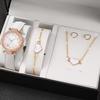 6 Peças/Conjunto Relógio Feminino Moda Flores Pulseira de Couro Relógios Analógicos de Quartzo Conjunto de Joias Borboleta(Sem caixa)