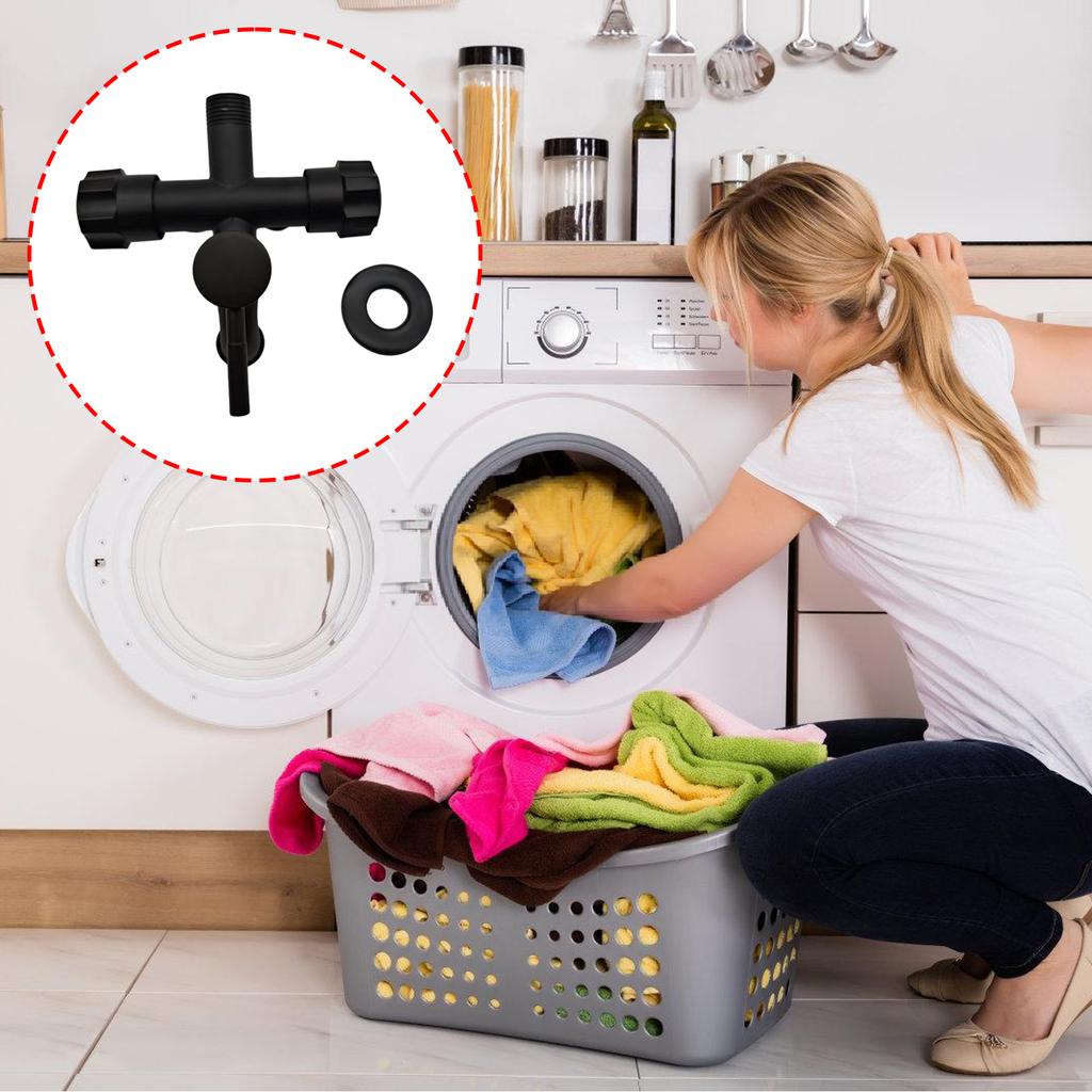 Three Outlet Not Corrosion Washing Machine Valves Steel Faucet With Individual Flows Control Upgrades for Home Plumbing