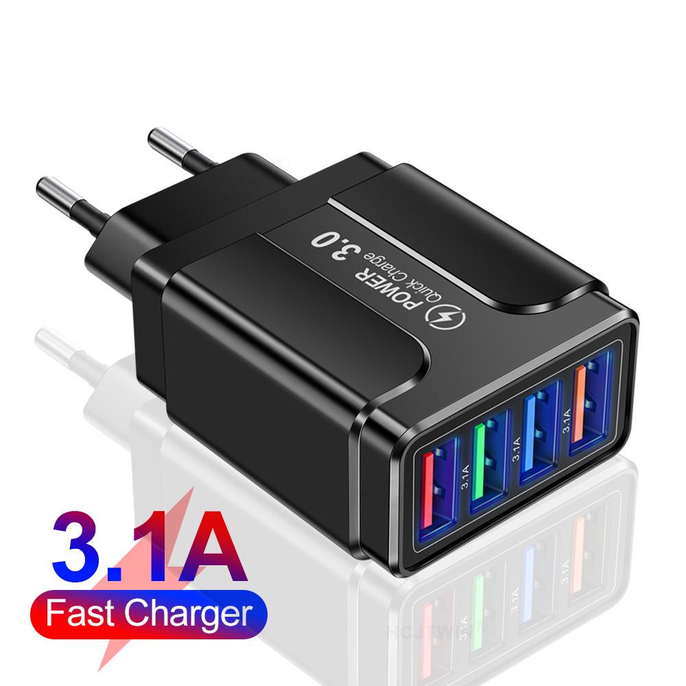 

Luminous 4-Port 3.1A Multi-Standard USB Charger (US/EU/UK) US White