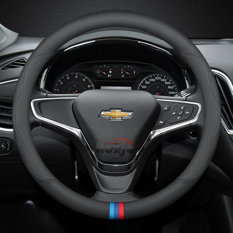 Leather Car Steering Wheel Cover for Chevrolet Chevy Malibu Spark Tracker Cruze Sonic Camaro Equinox Volt Seeker Accessories