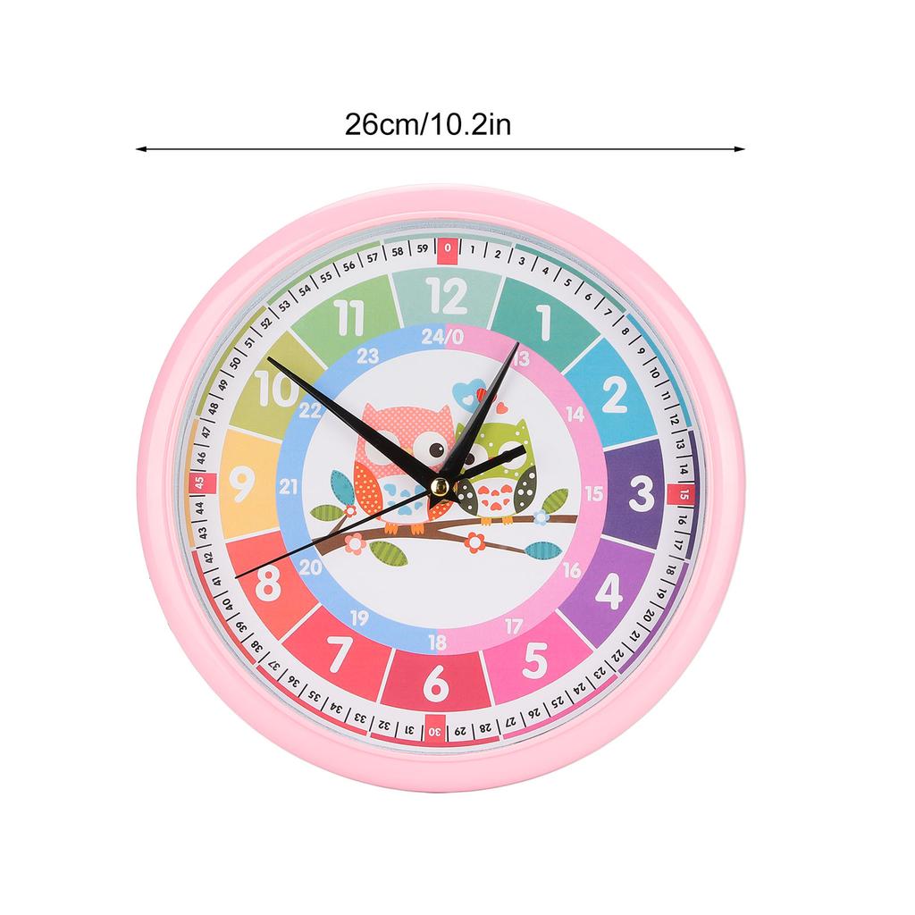 Wall Clock Plastic Cartoon Colorful Quartz Time Learning Hanging Clock for Kid S Bedroom Classroom