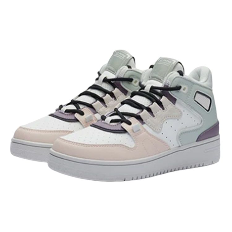 Li Ning Attack 2020 Synthetic Leather Suede Mid-Top Retro Basketball Shoes Women sneaker Soft-Rose-Pink AGBQ116-7