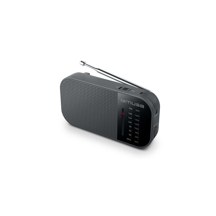 Radio portable - MUSE - M-025 R - Noir - Antenne télescopique - Haut-parleur intégré