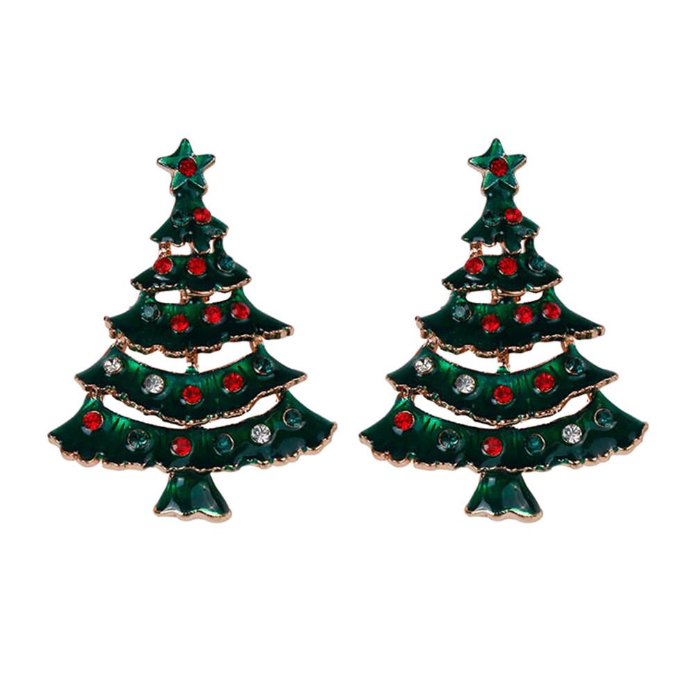 2Pcs Christmas Tree Brooch Set Alloy Rhinestone Inlaid Festive Brooches for Holiday Party Anniversary Winter Outfit Bag Scarf
