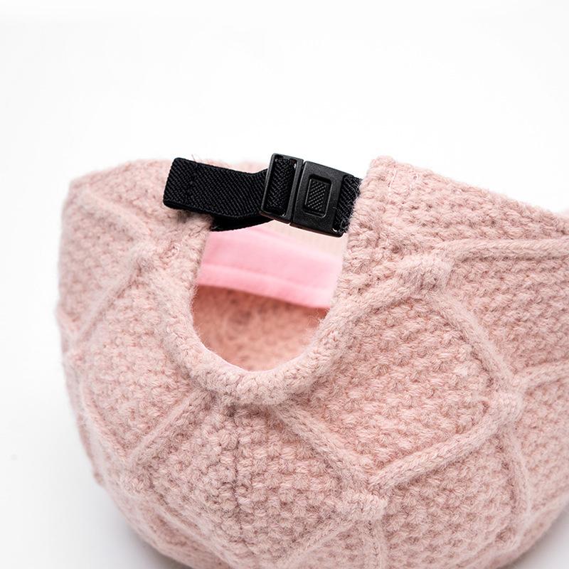 Damen Herbst Winter Gestrickte Wolle Baseballkappe Warme Kappe Outdoor Kältefeste Reitkappe