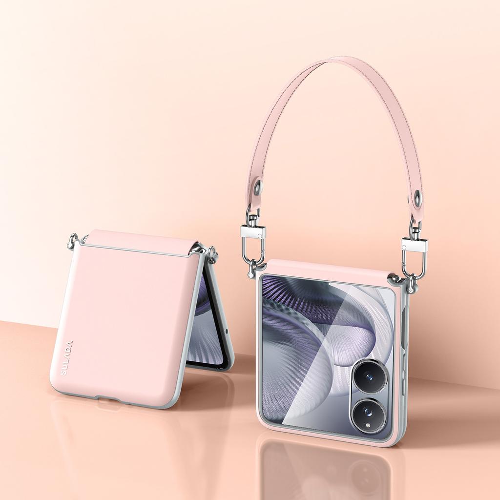 SULADA Pouzdro pro Xiaomi Mix Flip 2 s popruhem Kožený zadní kryt telefonu Ochrana pantu