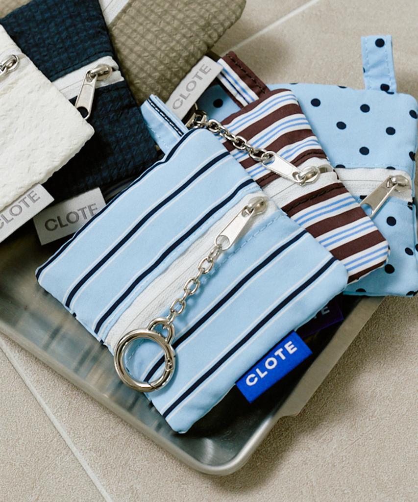 Clote Keyring Pouch - Striped Blue