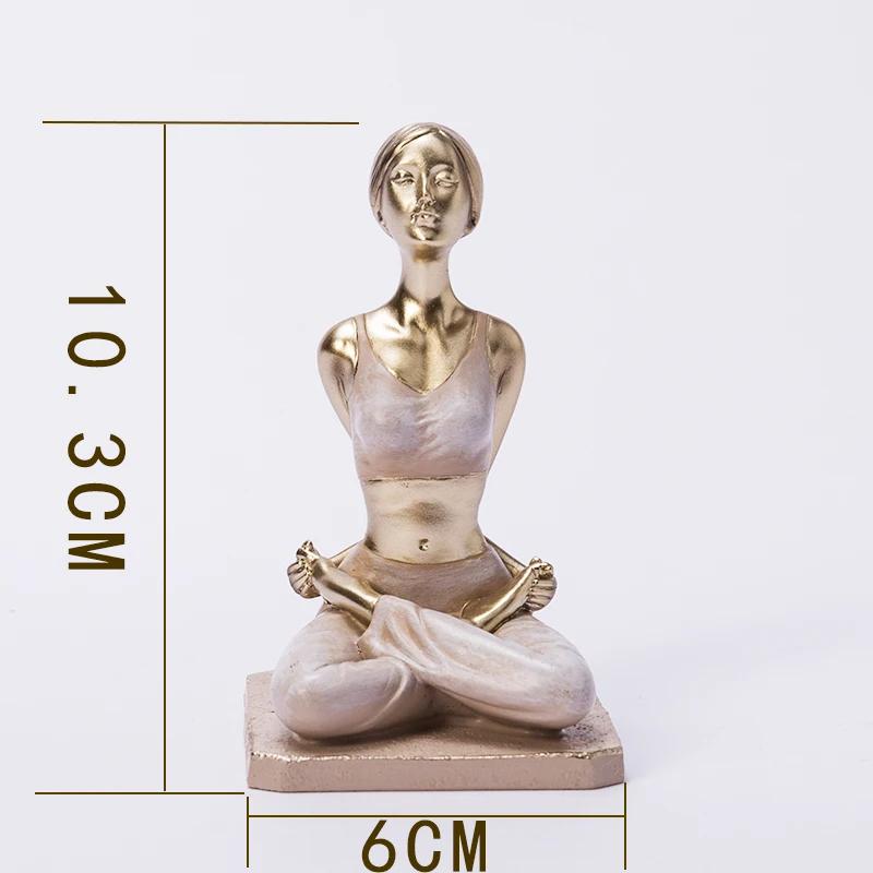 Creative Painted Yoga Girl Figures Statue Crafts Desk Decoration Yoga Sports Character Sculpture Ornaments Room Aesthetics Decor