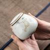 European Vintage Cat Pattern Ceramic Jar Mini Portable Tea Jar Sealed Storage Box Porcelain Crafts Food Storage Tank Home Decor
