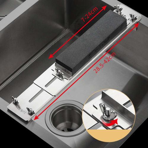 PETSOLA Sink Bridge Whetstone Holder, Whetstone Base, Kitchen Whetstone Holder, Stainless Steel, Universal Whetstone Stand, Non-Slip Fixed Base, Stain